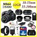 Nikon D5100 Digital SLR Camera with Nikon 18-55mm f/3.5-5.6G VR AF-S DX Nikkor Lens and Nikon AF-S NIKKOR 55-300mm f/4.5-5.6G ED VR Zoom Lens + 3 Extra Lens + 32GB SDHC Memory Card & More !!