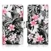 HTC Desire 610 Case - Cellularvilla Pu Leather Wallet Card Flip Open Pocket Case Cover Pouch for HTC Desire 610 (Black Pink Flower)