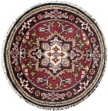 Round 3' Hand Knotted Spun Wool Heriz Serapi Area Rug H873