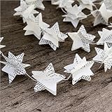 SUNBEAUTY 2m Recycled Book Garland Newspaper Star Garland Bunting Nursery Party Holiday Wedding Garland Home Decor (Newspaper Star)