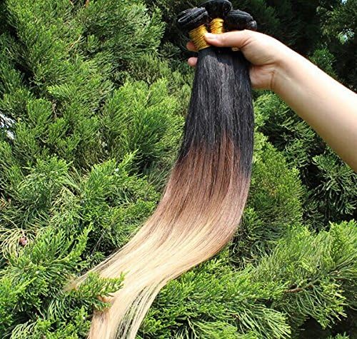 Fantasy Hair Women's Ombre Hair Extensions Three Tone Color 1b/4/27 Virgin Brazilian Human Hair Straight Hair Extension(18")
