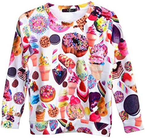 Stylish Unisex Hipster Sweatshirt Cupcake Food 3D Hoodies Funny T Shirts (XL)