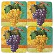 Set of 4 Coasters With Antiqua Grapes Motif