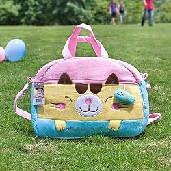 [Hello Cat] Embroidered Applique Fabric Art Duffle Bag / Shoulder Bag / Travel Bag (12.2*9.1*4)