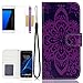 Uncle.Y Galaxy S7 Case,S7 Case, Flip PU Leather Wallet Case Magnetic Buckle Protector Cover with Card Slots Case for Samsung Galaxy S7 (Purple Flower)