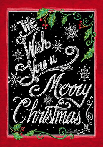 WE WISH YOU A MERRY CHRISTMAS Holly, Berries Chalkboard 28