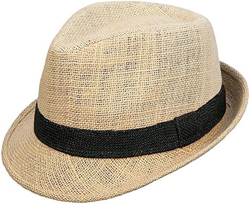 Jute natural with black band hat SIZE:L