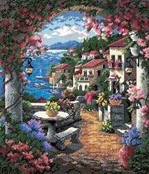 SEAVIEW HIDEAWAY NEEDLEPOINT KIT-12X14 14 MESH STITCHED IN THREAD