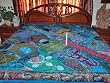 ZARDOZI EMBROIDERED BEADS SARI TAPESTRY BEDSPREAD COVERLET THROW WALL HANGING
