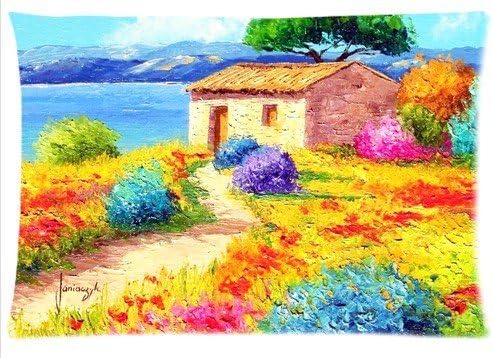 Custom Vintage Painting Dream House Background Rectangle Pillow Case 16x24 Inch cloth simulation Zippered Pillow Cover - Lljpcovers One side Print
