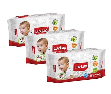 Luvlap Paraben Free Baby Wet Wipes (80 Wipes, Pack of 3, 240 Sheets)