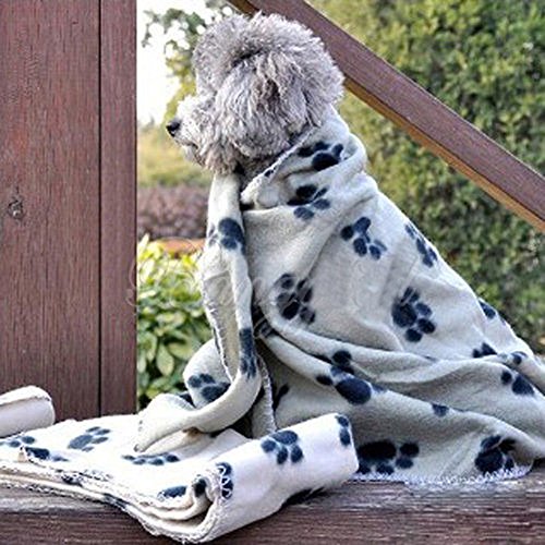 Amber(TM) Paw Print Pet Fleece Blanket Soft Bed Mat Car Seat Cover