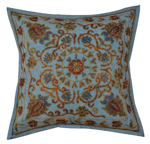 Imagen 2 de Cubierta hecha a mano del bordado Cojín Set Work Size 16 x 16 pulgadas Juego de 5 piezas