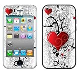 SkinMage (TM) Red Heart/ Black Swirls On White Accessory Protector Cover Skin Vinyl Decal Sticker For Apple iPhone 3G