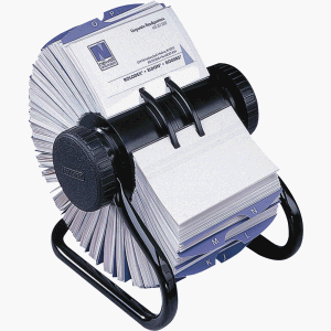 Rolodex 67236 Rolodex Open Rotary Business Card File, 200 Sleeves, 400-Card Cap, 24 Guide, BK
