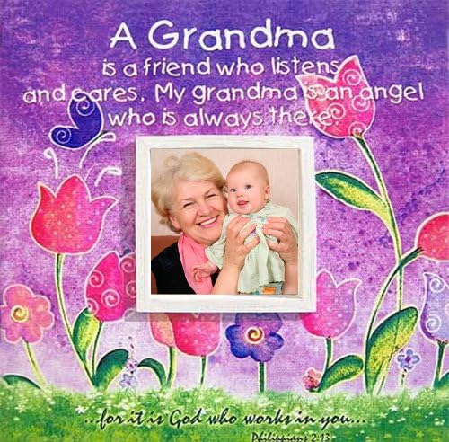 Grandmother Gift "My Grandma Is an Angel" Add Photo to Poetry Frame - 8x8 Outside Dimensions