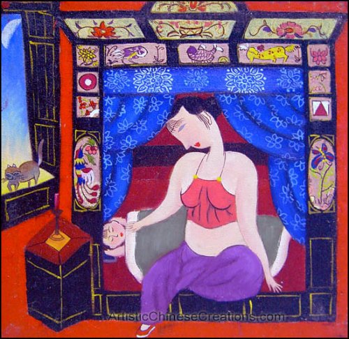 Contemporary Chinese Art / Chinese Modern Art: Chinese Oil Painting - Lady