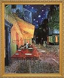 Café Terrace at Night by Vincent van Gogh. Print. Poster 20 x 16 Framed (22 x 18, real wood Gold frame #15)