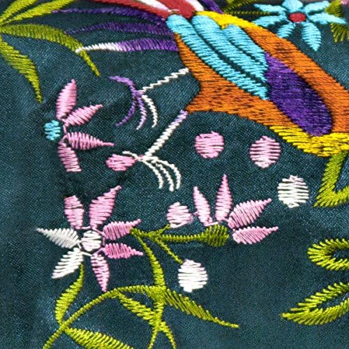 Eyeglass Pouch - Embroidered Floral (Peacock)