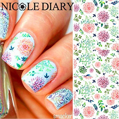 NICOLE DIARY Nail Art Stickers Elegant Nail Art Decoration Water Decals NDS-5