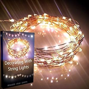 CLEARANCE SALE 54%OFF! Starry Lights By Qualizzi®- 120 Warm White Led's on 20ft Ultra-Thin Copper Wire + FREE e-Book! - Amazingly Bright Led Christmas Lights Create Mesmerizing Hanging Garlands - Best Starry String Lights for Fairy Light Effects for Outdoor Patio Decorations. + 110/220v Pw. Adaptor