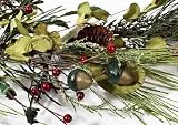 Primitive Country Pine Garland Accented with Berries, Pine Cones & Acorns