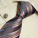Brown striped designer mens orange blue stripes holiday gifts fashion necktie cufflinks set 5015