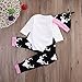 Newborn Baby Girls Long Sleeve Daddy's Little Girl Romper and Deer Pants Outfit with Hat (6-12M, White+Black)
