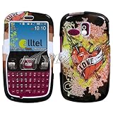 61hjyb5spTL. SL160  Black and Brown with Red Nailed Love Hearts Yellow Flame Tattoo Design Snap On Cover Hard Case Cell Phone Protector for Samsung R350 R351 Freeform
