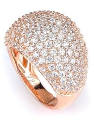 Jewelry: CleverEve Designer Series Sterling Silver Rose Gold Plated Comfort Fit Pave CZ Dome Band Cocktail Ring Size 7 - CleverEve