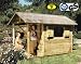 Kinderspielhaus Louis aus Holz mit Terrasse, Türe, Fensterläden und Fußboden