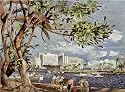 1967 Millard Sheets - West Palm Beach Miami Florida Watercolor Art Print - Fine Poster