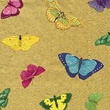 Caspari Set of 2 Papillon Set of 20 Paper Cocktail Napkin, Gold