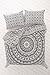 Indian Medallion Duvet Coverlet Tapestry / Hippie Mandala Bohemian Cotton Bedding Comforter Set/ Traditional Print Quilt Blanket Bed Sheet/ Queen Bedspread With Two Pillow Cover (White Black Flower)