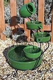 61hkumaCQkL. SL160  Green Ceramic Solar Cascade 5 piece water feature with solar panel and battery. Self contained.