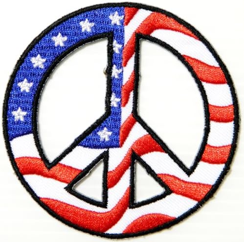 Peace US USA Flag Anti No War Sign Logo Hippie Retro Biker Tatoo Jacket T-shirt Vest Patch Sew Iron on Embroidered Badge Symbol Custom