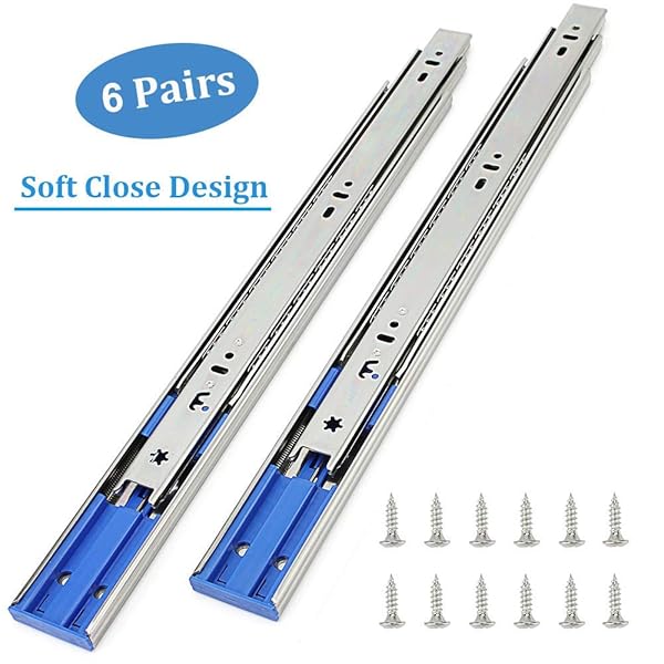 6 Pairs Of 16 Inch Hardware 3 Section Side Mount Soft Close Full