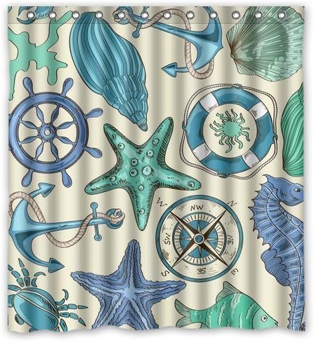 Generic Personalized Starfish Nautical Ocean World Bravo Design Sold By Too Amazing Shower Curtain Bath Decor Curtain 66 " x 72 " by Too Amazing