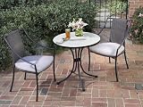 3pc Outdoor Bistro Table Set with Fish Scale Designed Top in Black Aluminum Finish
