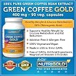 100% Pure Green Coffee Bean Extract, 400 mg, 90 Veg. Capsules (The GOLD Standard Green Coffee Extract, with 50% Chlorogenic Acid)
