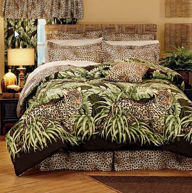 Leopard Safari Jungle Full Comforter Set 4 Piece Bedding