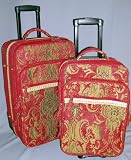 21 and 18 Set of Red Luggage Carpet Bags