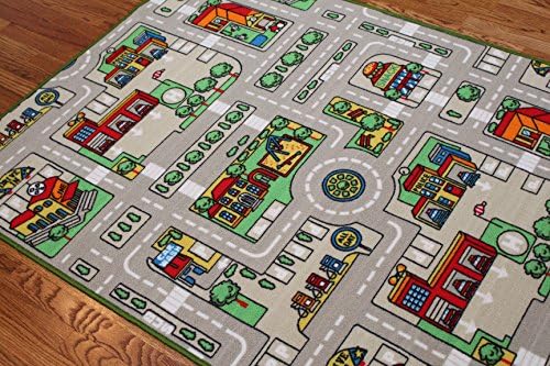 Street Map Gray Kids Play Rug ,Educational Rug ,Boys Rugs Girls Rugs ,Activity Paly Area Rugs (5x7 actual is 4'.10'' x 7')