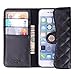 True Color Wallet Case Compatible with iPhone 6s Wallet Case - Premium Quilted Purse Style Cross Body Wallet Case Cover Clutch - Black