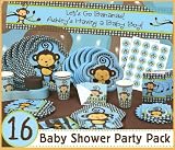 Monkey Boy - 16 Baby Shower Party Pack