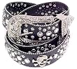 Crystal Rhinestone Black Leather Skull Studded Belt Crystal Rhinestone Black Leather Skull Studded Belt