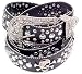 Crystal Rhinestone Black Leather Skull Studded Belt
