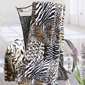 Animal Patchwork Micro Mink Throw Blanket  
