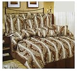 Luxurious 7pcs Bedding Set - Queen Size Bed In A Bag (Chocolate)