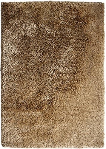 Global Accents Silky Shag Area Rugs - (4'x6') Polyester Shaggy with Lots of Textured Pattern with Royal Soft Fine Lustrous Look for Living, Indoor &amp; Dining Room Accent with Natural Cotton Warp &amp; Weft - Color Gold Shag Rugs - Made in India - Handloom Shaggy Carpet